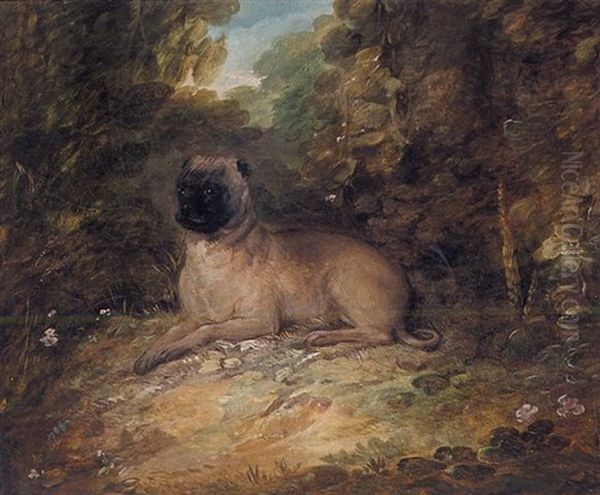 Portrait Of A Pug Belonging To Jonathan Spilsbury, In A Landscape - view 1