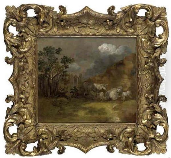 Sheep And Lambs By A Fence In A Landscape - view 1