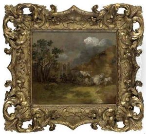 Sheep And Lambs By A Fence In A Landscape by Thomas Gainsborough