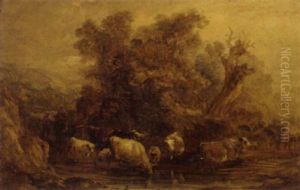 Drovers With Cattle At A Ford by Thomas Gainsborough