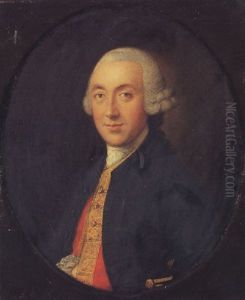 Portrait Of A Gentleman (thomas Henderson Of Bath?), In A Blue Coat And Red Waistcoat Holding A Tricorn Hat by Thomas Gainsborough