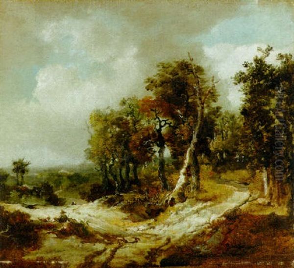 A Wooded Landscape With A Traveller Seated At A Fork In The Path - view 1