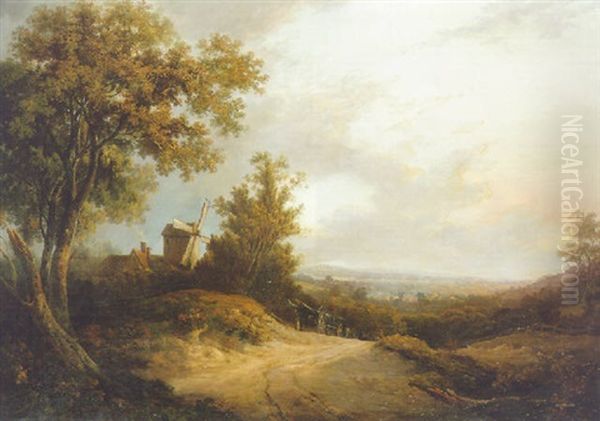 An Extensive Landscape With A Lumber Cart On A Path - view 1