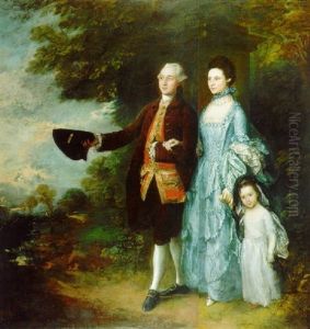 The Byam Family: Group Portrait Of Mr. And Mrs. George Byam And Their Eldest Daughter Selina In A Wooded Landscape by Thomas Gainsborough