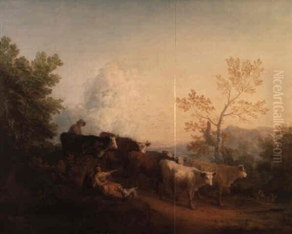 Evening: A Landscape With Cattle Returning Home - view 1