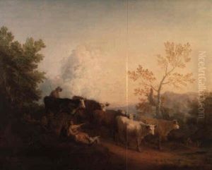 Evening: A Landscape With Cattle Returning Home by Thomas Gainsborough