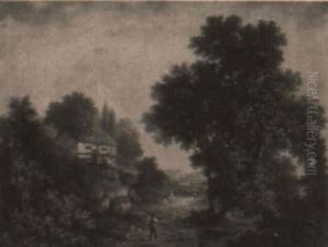 Wooded Landscape With Figures And Cottage by Thomas Gainsborough