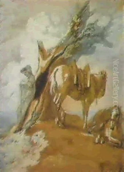 Open Landscape With Farm Boy And Horses - view 1