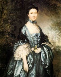 Portrait Of Miss Theodosia Magill, In A Blue Dress And Holding A Rose by Thomas Gainsborough
