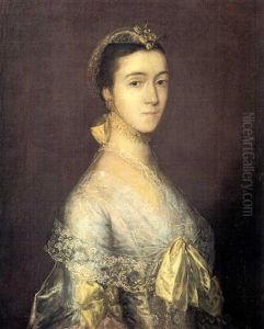 Portrait Of Sarah Paige, Wearing A Dress Trimmed With Yellow Bows by Thomas Gainsborough