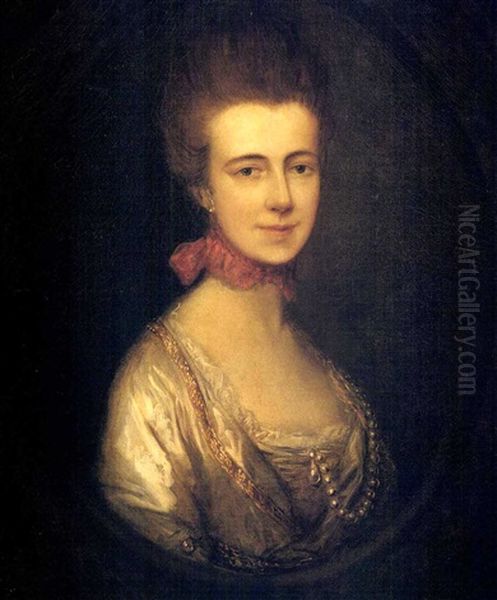 Portrait Of Miss Boone, Wearing A White Dress With Gold Embroidery - view 1