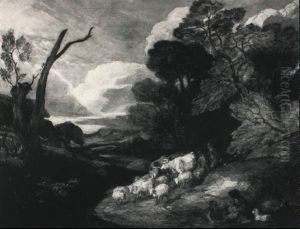 A Wooded Landscape With Herdsmen And Animals by Thomas Gainsborough