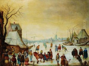 Eisvergnugen Vor Einer by Barent Avercamp Kampen