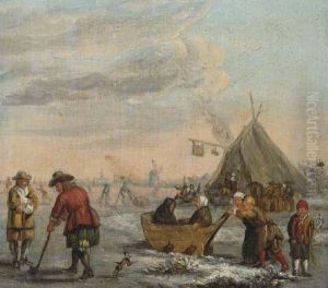 A Winter Landscape With Men Playing Kolf And Children On A Sledge by Barent Avercamp Kampen