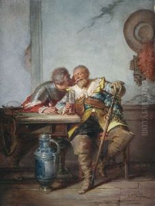 Zwei Alte Haudegen Im Gesprach by Jakob Emanuel Gaisser