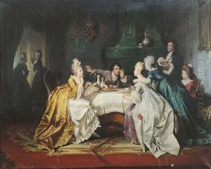 Saloninterieur Mit Einer Eleganten Gesellschaft Beim Souper by Jakob Emanuel Gaisser