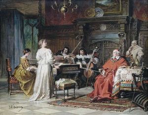 Hauskonzert Fur Einen Kardinal Im Historischen Interieur by Jakob Emanuel Gaisser