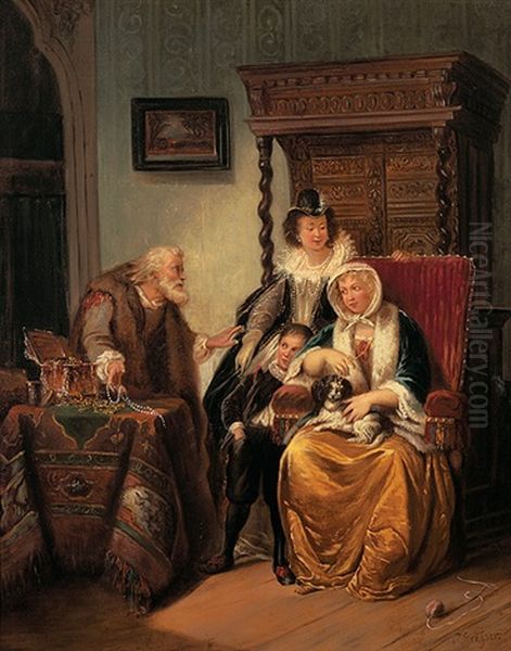 Vornehme Damen In Historischen Renaissance-kostumen Besuchen Einen Juwelier - view 1