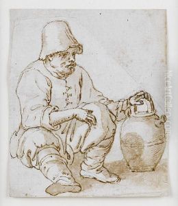 A Seated Man Holding A Jug A Seated Man Holding A Jug