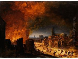 Flucht Aus Der Brennenden Stadt by Hendrick Avercamp