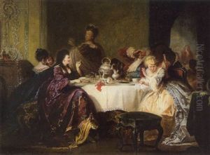 Frohliche Runde Am Kaffeetisch by Jakob Emanuel Gaisser