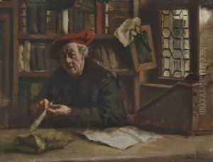 Gelehrter In Der Studierstube Beim Schneiden Des Federkiels by Max Gaisser