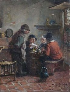 Stubeninterieur Mit Geselligem Beisammensein by Max Gaisser