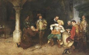 Genreszene. Landsknechte Verhoren Einen Alten Monch In Der Stube