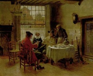 Gesellige Herrenrunde In Der Stube by Max Gaisser