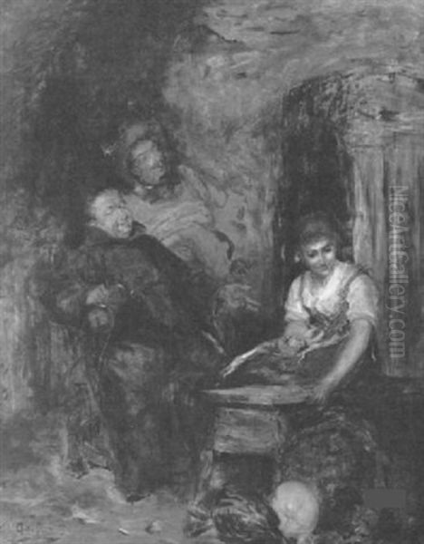 Tavern Scene With A Monk, Cavalier And Maiden - view 1