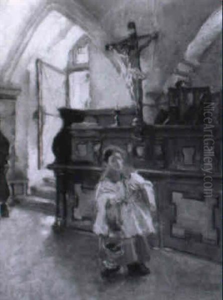 Ministrant Mit Weihrauchkessel In Der Sakristei - view 1