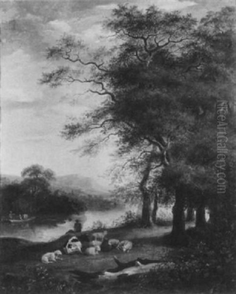 Flusslandschaft Mit Hirten - view 1