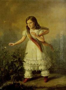 Fillette Et Papillons by Gustav de Galard