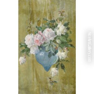 Rose In Vaso Di Vetro Blu by Gioacchino Galbusera