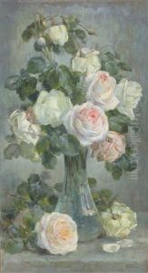 Glasvase Mit Rosenbouquet by Gioacchino Galbusera