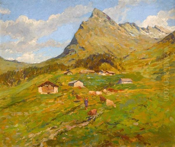 Sommerliche Bergpartie Mit Bauerin - view 1