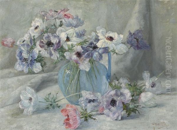 Stillleben Mit Anemonen In Blauem Glaskrug - view 1