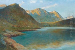 Engadiner Bergsee Mit Weidenden Kuhen by Gioacchino Galbusera