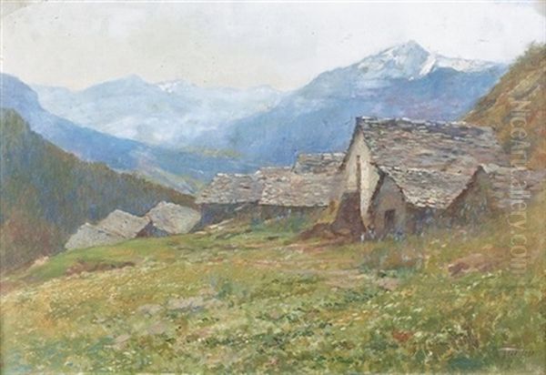Sommerliche Tessiner Berglandschaft Mit Alpsiedlung - view 1