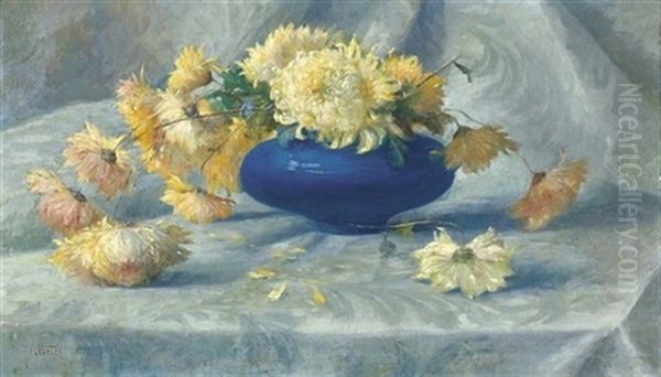 Stillleben Mit Astern In Blauer Vase - view 1