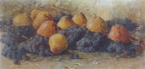 Stilleben Mit Birnen Und Dunklen Trauben by Gioacchino Galbusera