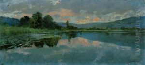 Uferlandschaft Mit Schilf Und Seerosen by Gioacchino Galbusera
