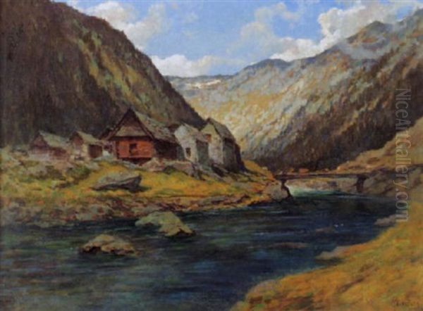 Tessiner Dorf An Einem Fluss - view 1