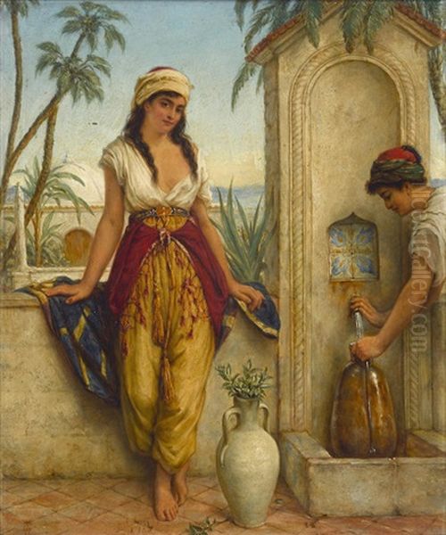 Oriental Girls At The Fountain - view 1