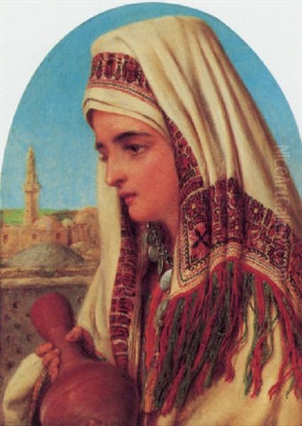 A Middle Eastern Woman With A Water Jug - view 1