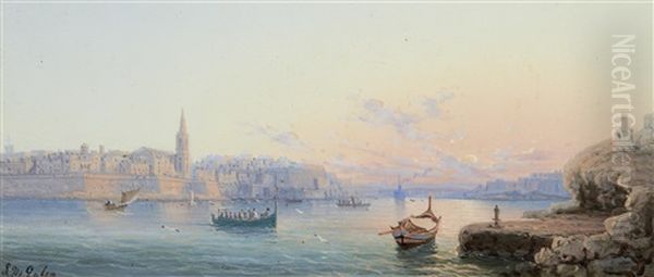 The Grand Harbour, Valetta, At Dusk - view 1