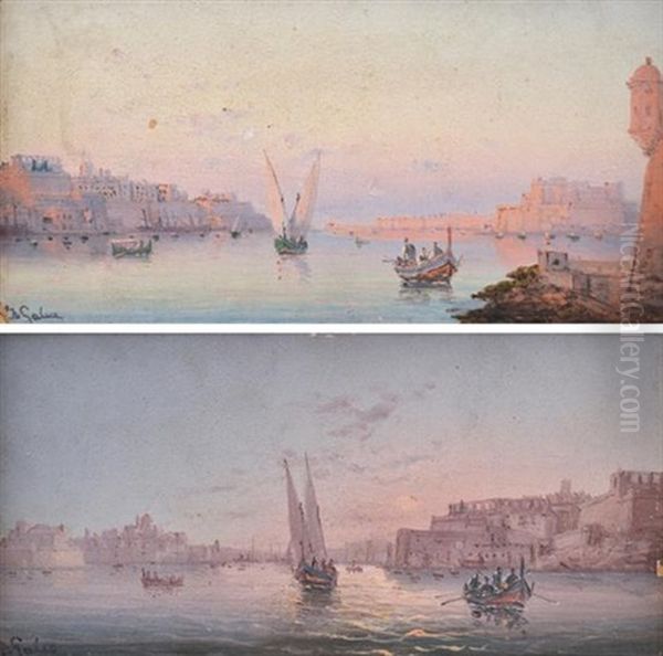 Pair Of Works Featuring Scenes Of Valetta Harbour, Malta (2 Works) - view 1