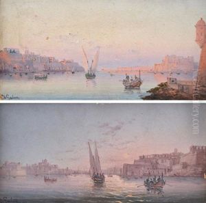 Pair Of Works Featuring Scenes Of Valetta Harbour, Malta (2 Works) Pair Of Works Featuring Scenes Of Valetta Harbour, Malta (2 Works)