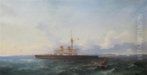 Hms Dreadnought Sailing Off The Entrance To Valetta Harbour, Malta Hms Dreadnought Sailing Off The Entrance To Valetta Harbour, Malta