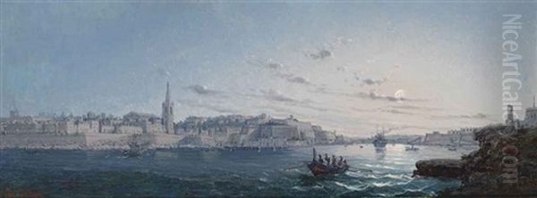 Shipping In Grand Harbour, Valetta, Malta, At Dusk - view 1